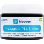 Hexagels Plus Aloe Vera - Advanced Healing Hydrogel Pads for Blister Prevention & Soothing Burn Care - Foot, Heel, Toe, & Ankle Protection, Pack of 200, 1-Inch Patches, by Medagel, Paraben Free