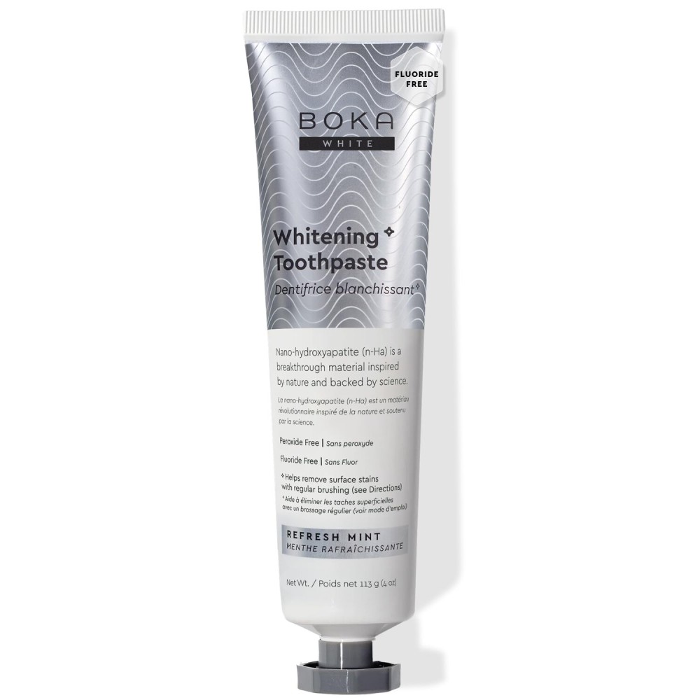 Boka Fluoride Free Toothpaste, Nano Hydroxyapatite Toothpaste, Appropriate for Sensitive Teeth, for Adult, Kids Oral Care - Whitening* Refresh Mint, 4 Fl Oz 1Pk US Manufactured