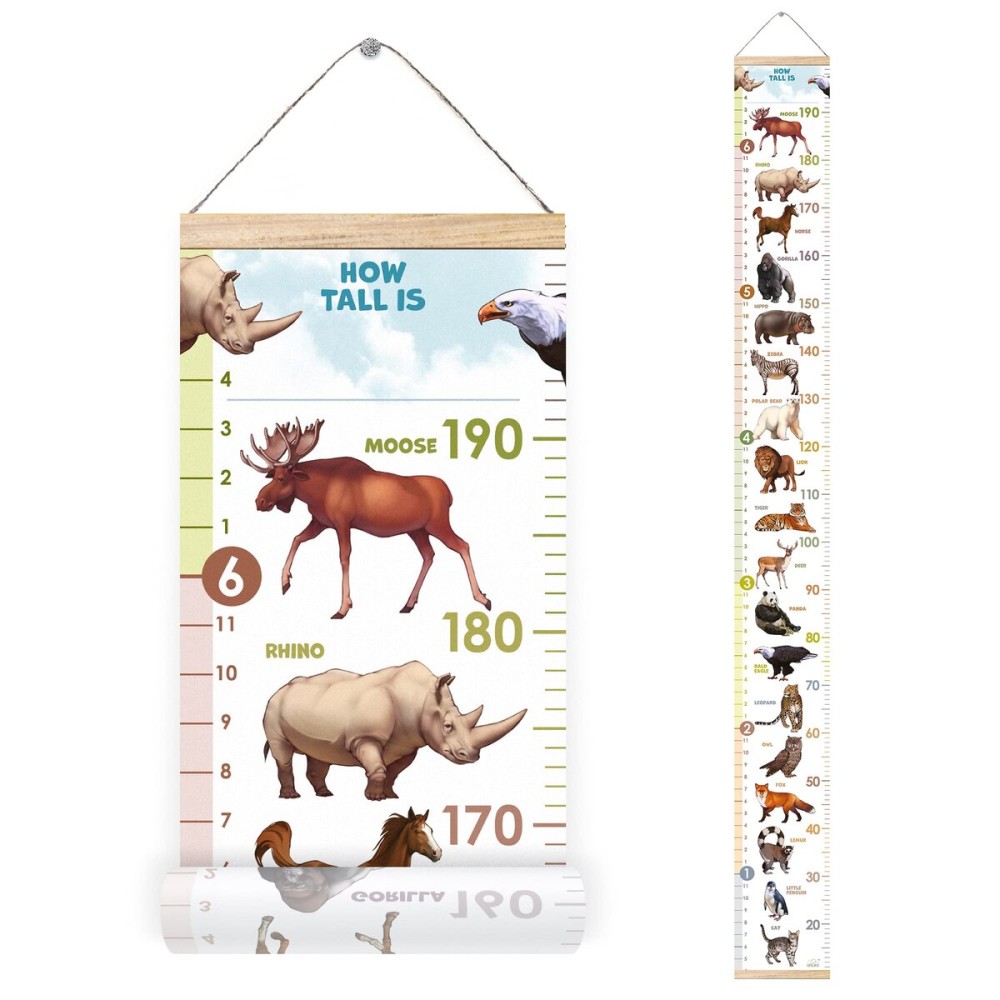 LIFELIKO Personalised Growth Chart for Animal Lovers, Removable Wall Ruler for Boys and Girls, Kids Room Decoration (Multicolor)