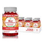Vitamin B12 Gummies for Adults - Tastiest Proprietary Formula - 3000mcg Methyl B-12 High Absorption Energy Gummies - Non-GMO Vegan Vit B12 - Chewable B 12 for Energy Support and Bone Health - 6 Pack