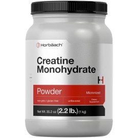 Horbach Creatine Monohydrate Powder | 2.2lbs (35.2 oz) | Micronized and Unflavored | Vegetarian, Non-GMO, and Gluten Free Supplement