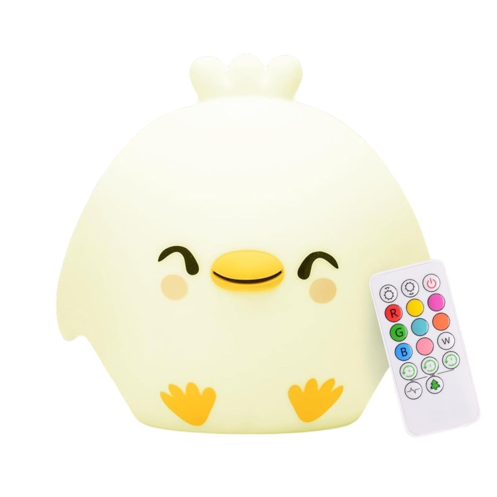 Lumipets Clara The Chick Squishy Silicone Night Light for Kids | Cute Night Light with Remote & Touch Control for Baby & Toddler Bedrooms | Color Changing Portable Animal Nightlight | Soft Mood Lamp