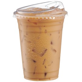 GUSTO Clear Plastic Cups with Lids [16 oz - 50 Count] - Disposable Iced Coffee Drink Cups with Strawless Sip Lids for Smoothies, Juices, and More - Formerly Comfy Package