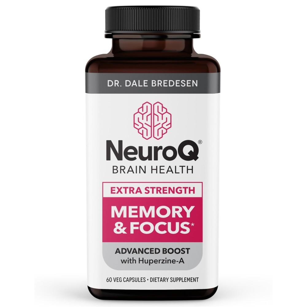 NeuroQ Memory & Focus Extra Strength - Boosts Cognitive Performance & Brain Function - Supports Neuroprotection & Concentration - Huperzine A, Gotu Kola, Ginkgo, Coffee Fruit & Propolis - 60 Capsules