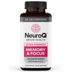 NeuroQ Memory & Focus Extra Strength - Boosts Cognitive Performance & Brain Function - Supports Neuroprotection & Concentration - Huperzine A, Gotu Kola, Ginkgo, Coffee Fruit & Propolis - 60 Capsules