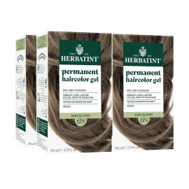 Herbatint Permanent Hair Dye For Women - 6N Dark Blonde - For Up To 100% Gray Coverage of Resistant Gray Hair - Ammonia-Free, Alcohol-Free & Vegan - Salon Influenced Hair Color 5.75 fl oz (4 P...