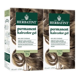 Herbatint Permanent Hair Dye - 7N Blonde - For Up To 100% Gray Coverage of Resistant Gray Hair - Ammonia-Free, Alcohol-Free & Vegan - Salon Influenced Hair Color 5.75 fl oz (2 Pack)