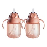 Tommee Tippee Starter Weighted Straw Baby & Toddler 10oz Sippy Cup for 6 Months+, with Silicone Weighted Straw and Easy-Hold Handles, BPA Free, Pink, Pack of 2