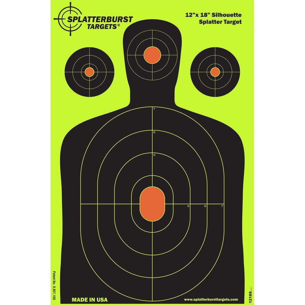 Splatterburst Targets - 12 x18 inch - Silhouette Splatter Target - Easily See Your Shots Burst Bright Fluorescent Yellow Upon Impact - Made in USA (600 Pack)