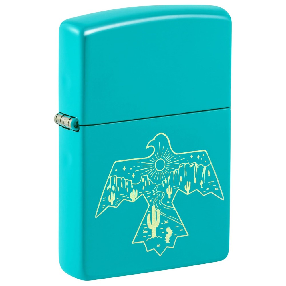 Zippo Thunderbird Western Design Flat Turquoise Pocket Lighter