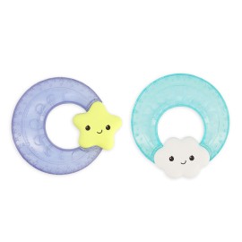 Infantino Shake & Soothe Water Teethers - Sensory Exploration, Teething, Cooling & Massaging Relief for Sore Gums, Cloud and Star, 2-Pack