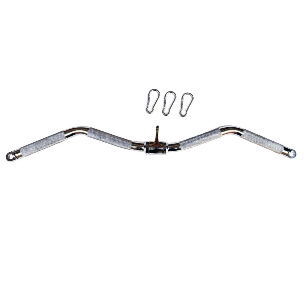 yuhqc Lat Cable Machine Attachment Curl Pulldown Barbell Revolving Bar, Multi-Exerciser Cable Attachment, Solid Steel Tricep Press Down Bar with Rubber Handgrips & Revolving Hanger (29 Inch Chrome)