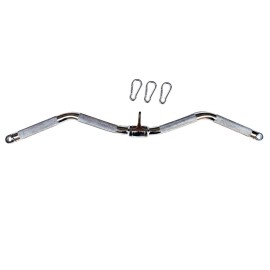 yuhqc Lat Cable Machine Attachment Curl Pulldown Barbell Revolving Bar, Multi-Exerciser Cable Attachment, Solid Steel Tricep Press Down Bar with Rubber Handgrips & Revolving Hanger (29 Inch Chrome)