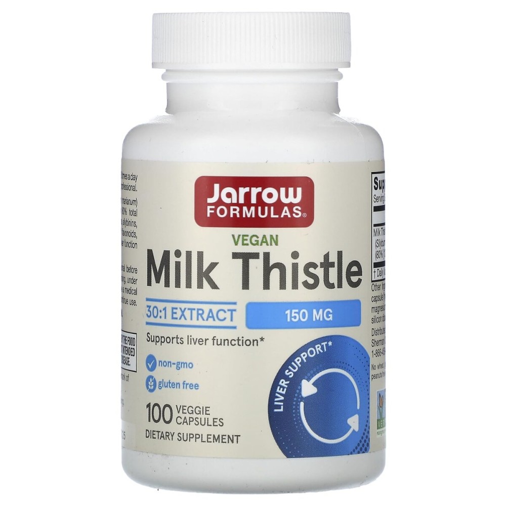 Jarrow Formulas Milk Thistle 150 mg - Antioxidant Supporting Immune Response, Liver Function & Glutathione - Up to 100 Servings (Veggie Capsules), Pack of 12