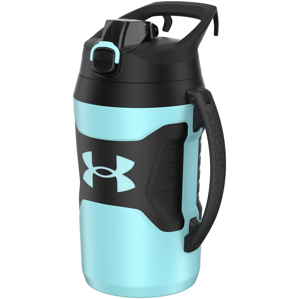Under Armour Half Gallon Water Bottle Insulated, 64oz Insulated Water Bottle with Handle, Fence Hook, Leak Resistant, for Baseball, Football & More, Breeze Blue/Black