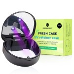 FRESH KNIGHT UV Retainer Case | UVC Retainer Cleaner, Disinfects Cleans and Removes Odors, Mouth Guard Case, compatible for Invisalign Container (Black-UV)