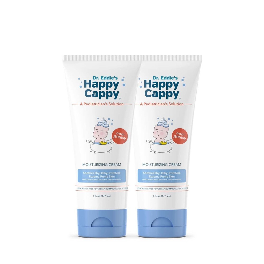 Happy Cappy Dr. Eddie\'s Moisturizing Cream - Baby Eczema Cream, Eczema Lotion for Kids, Pediatrician-Formulated, Gentle, Paraben Free, Hypoallergenic, Soothes Dry Skin - 6 Fl Oz (Pack of 2)