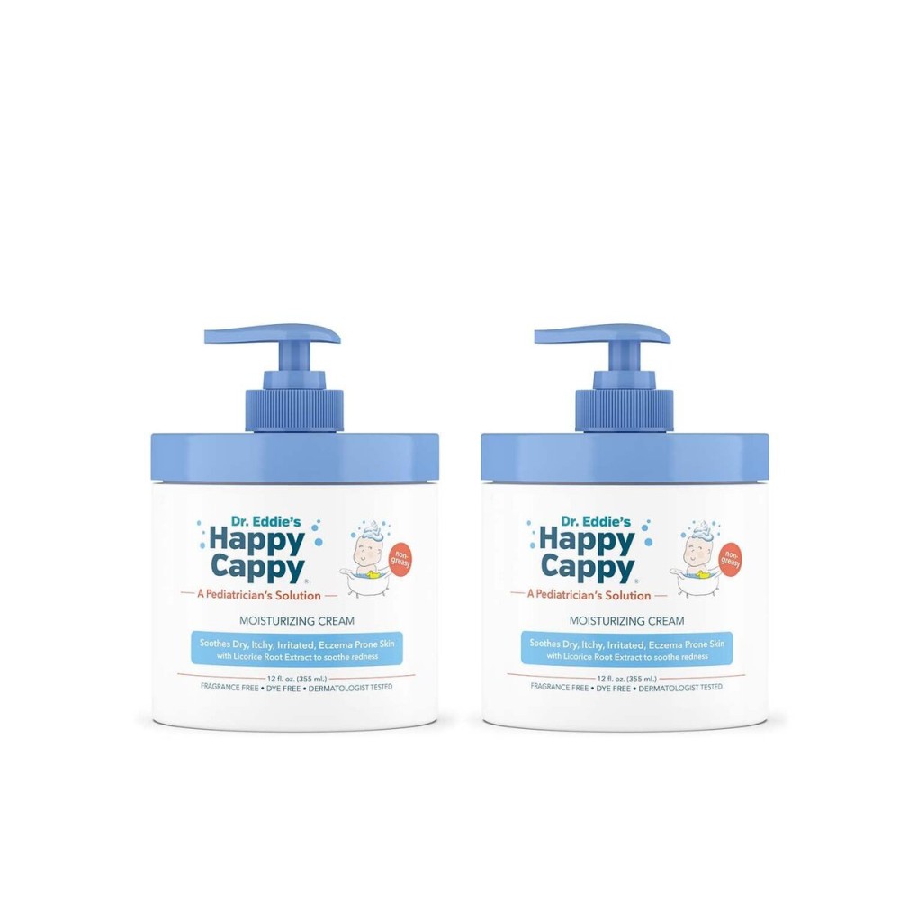 Happy Cappy Moisturizing Cream - Baby Eczema Cream, Eczema Lotion for Kids, Pediatrician-Formulated, Gentle, Paraben Free, Hypoallergenic, Soothes Dry Skin - 12 Fl Oz (Pack of 2)