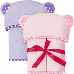 ELSVIN Set of 2 Hooded Baby Towels - Purple and Pink - Luxurious, Large and Super Absorbent - 30 x 30 Inch - Soft and Suitable for Infants, Toddlers and Kids - 400 GSM