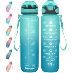 Enerbone 32 oz Drinking Water Bottle with Times to Drink and Straw, Motivational with Carrying Strap, Leakproof BPA & Toxic Free, Ensure You Drink Enough Water for Fitness Gym Outdoor