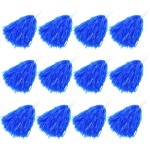 Faxco 12Pack Plastic Pom Poms Cheerleading Pom Poms Sports Dance Cheer Plastic Pom Pom for Rooters,Cheering Squard,Cheering Team (Blue 2)