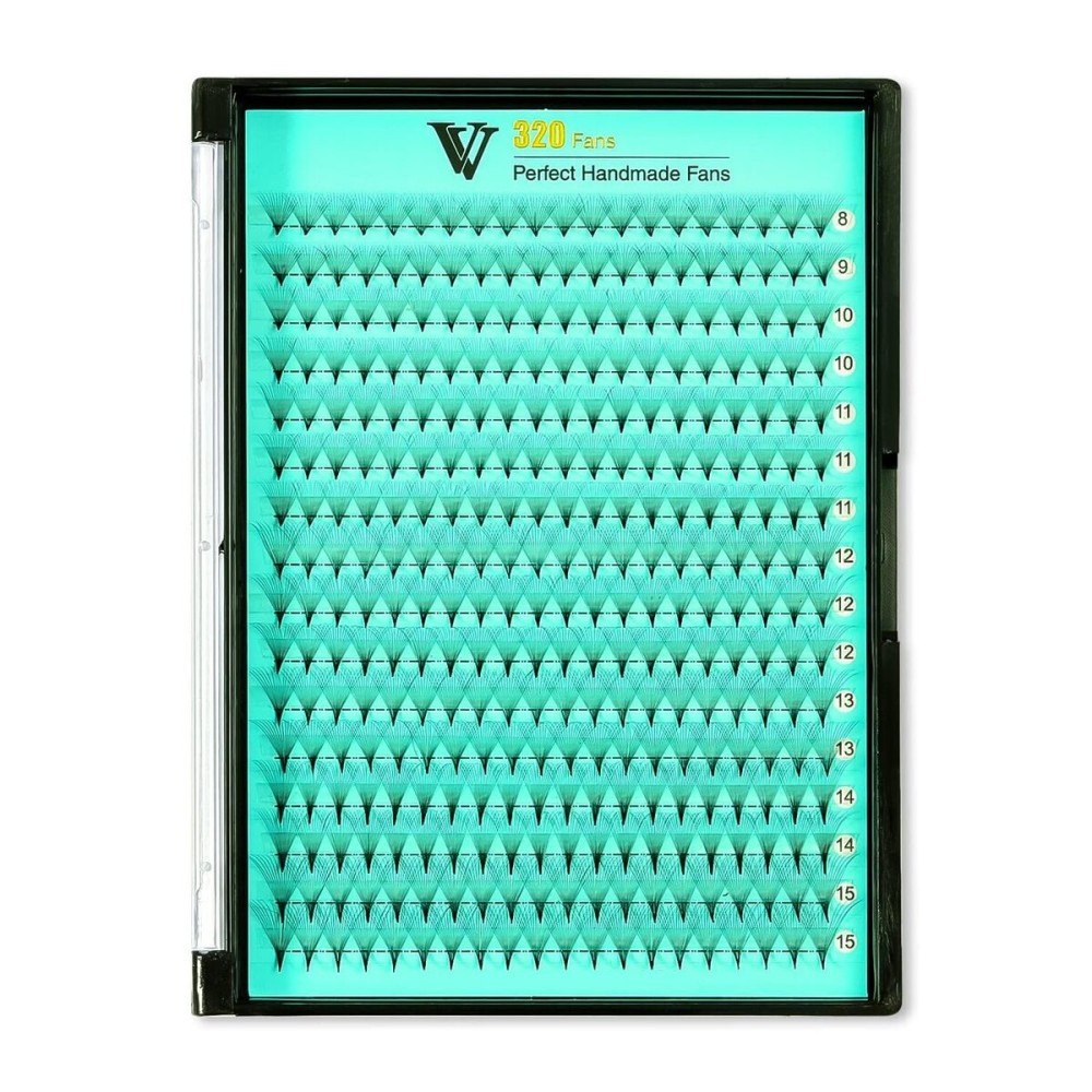 VAVALASH Premade Fans Eyelash Extensions 320 Fans 16D 20D 0.05 Thickness C/D Curl Middle Stem Heat Bonded Premade Fans Russian Volume Lash Extensions (320 Fans-16D-0.05-D-12mm)