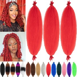 3 Packs Springy Afro Twist Hair 10 inch red Pre-Separated Marley Twist Braiding Hair Soft Synthetic Crochet for Distressed Faux Locs Spring Twist Hair Extensions for Women (10 Inch (Pack of 3), red)