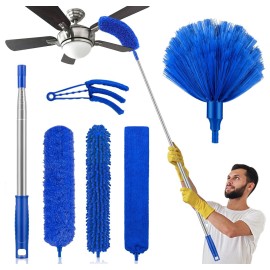 Dusters for Cleaning, Newliton Duster with Extension Pole Microfiber Ceiling Fan Cobweb Duster, Long Duster for High Ceilings Wall Refrigerator Appliance Baseboard Home Furniture Blinds