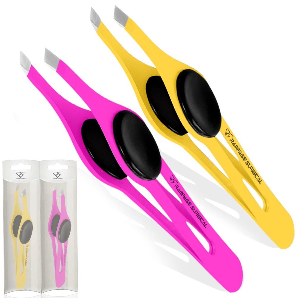 Professional Eyebrow Tweezers Pointed Tip Stainless Steel 2,3xPcs Set, Non-Slip Grip Point Tip Tweezers for Facial Hair, Plucking Removing Ingrown Hairs, Tweezer for Women Men