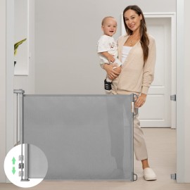 Retractable Baby Gate, Momcozy Mesh Baby Gate or Mesh Dog Gate, 33 Tall,Extends up to 71 Wide, Child Safety Gate for Doorways, Stairs, Hallways, Indoor/Outdoor