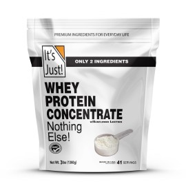 It\'s Just! - 100% Whey Protein Concentrate, Made in USA, rBGH/RBST Hormone Free, Premium WPC-80, No Added Flavors or Artificial Sweeteners (3 Pound, Unflavored)