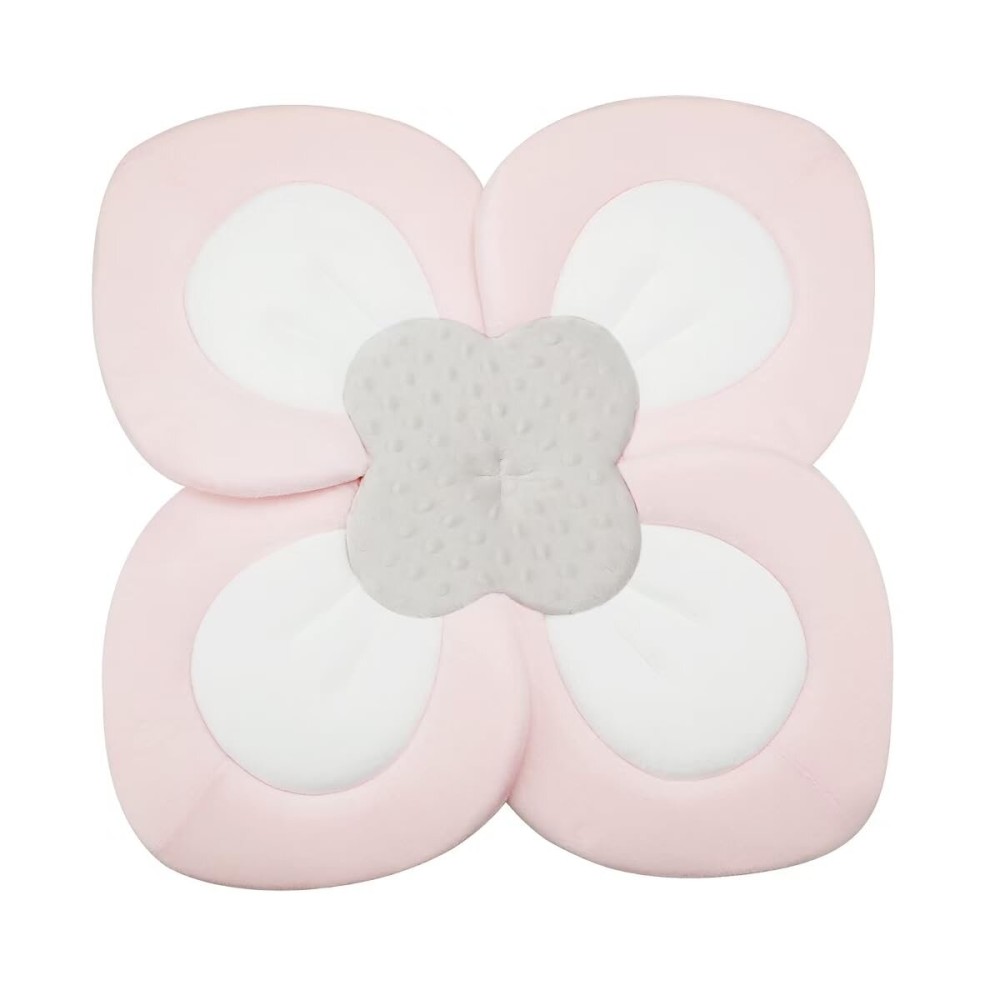 PandaEar Baby Bath Pad for Infant Newborn | Soft Flower Petals for Sink Bathtub Essentials Shower Gift (Pink)