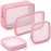 Weewooday 4 Pcs Mesh Makeup Bag Mesh Cosmetic Bag Travel Toiletry Pouch with Zipper Mini Makeup Cosmetic Purse for Daily Accessory(Small, Large, Medium,Pink)