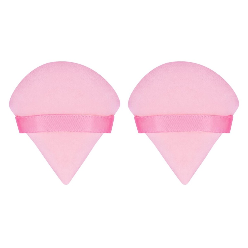 Flytianmy 2Pcs Triangle Powder Puffs, Face Makeup Puff for Body Loose Powder Beauty Makeup Tool Pink