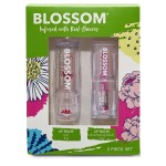 Blossom Moisturizing Scented pH Color Changing 2 pack, Strawberry Scented Crystal Lip Balm (Red), Shimmer Sparkle Lip Stain Tint (Blush), Infused with Real Flowers, 6g, Red/Blush