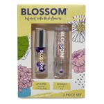 Blossom Moisturizing Scented pH Color Changing Crystal Lip Balm Strawberry Scented Lip Stain Tint, Mini Coconut Rollon Scented Lip Gloss, Infused with Real Flowers, 2 pk, Coconut/Purple