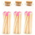 River Birch Decorative Matches in a Bottle with Striker - Cute & Colored - 3 Bottles, Shades of Pink Tip, 60 Matches