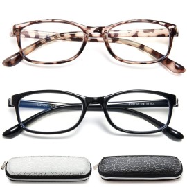 EYEURL Reading Glasses Womens Blue Light Blocking - 2 Pack Lightweight Computer Readers +1.5 Glare Blocking Ladies Eyeglass
