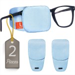 Astropic 2Pcs Large Silk Eye Patches for Adults Kids Big Glasses to Cover Either Eye (Large, Sky Blue)