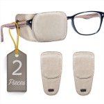 Astropic 2Pcs Silk Eye Patches for Adults Kids Glasses to Cover Either Eye (Medium, Khaki)