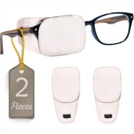 Astropic 2Pcs Silk Eye Patches for Adults Kids Glasses to Cover Either Eye (Medium, Creamy Beige)