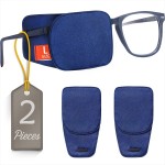 Astropic 2Pcs Large Silk Eye Patches for Adults Kids Big Glasses to Cover Either Eye (Large, Navy Blue)