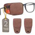 Astropic 2Pcs Large Silk Eye Patches for Adults Kids Glasses to Cover Either Eye (Large, Brown)