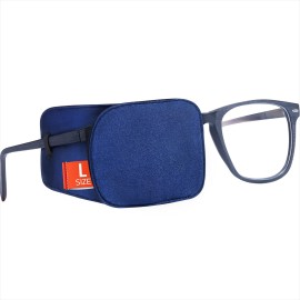 Astropic Large Silk Eye Patch for Adults Kids Big Glasses to Cover Either Eye (Large, Navy Blue)