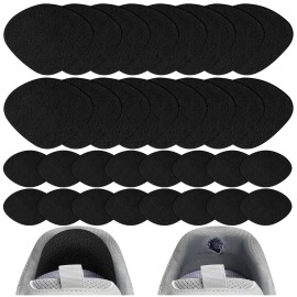 HTZNHXT 16Pair Shoe Hole Repair Patches, Self-Adhesive, Microfiber Leather, for Sneakers, Leather Shoes, High Heels, Black