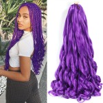 French Curly Bouncy Braiding Hair - 24 Inch Purple, Pre-Stretched, Loose Wavy Synthetic Hair Extensions for Black Women (2 Packs)