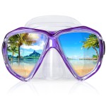 Snorkel Diving Mask Panoramic HD Swim Mask, Anti-Fog Scuba Diving Goggles,Tempered Glass Dive Mask Adult Youth Swim Goggles with Nose Cover for Diving, Snorkeling, Swimming (Clear Purple)