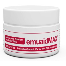 emuaid EMUAIDMAX Ointment for Itchy Skin, Maximum Strength Treatment for Athlete\'s Foot, Psoriasis, Jock Itch, Rash, Eczema, Cold Sores, Blisters, and Yeast Infection, 0.5oz