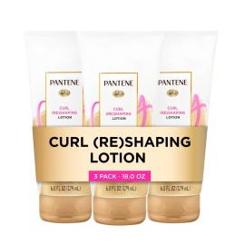 Pantene Pro-V Curl Cream Hair Lotion, Moisturizing Curl Defining Cream, Anti Frizz for Wavy or Curly Hair, with Vitamin B5, Pack of 3, 18 oz Total