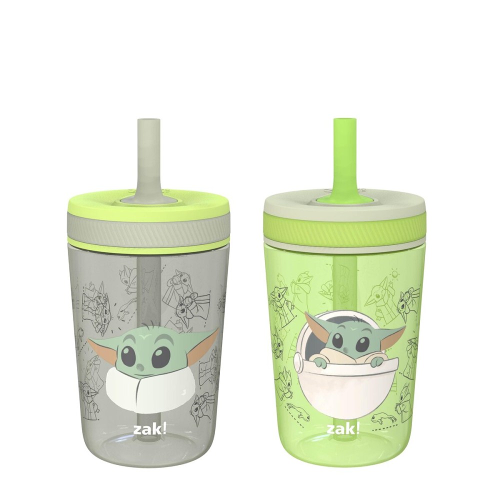 Zak Designs Star Wars The Mandalorian Kelso Toddler Cups For Travel or At Home, 15oz 2-Pack Durable Plastic Sippy Cups With Leak-Proof Design is Perfect For Kids (Baby Yoda, Grogu)